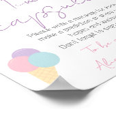 Poster Crème de glace cône Scoop Anniversaire Fête Heure  (Coin)