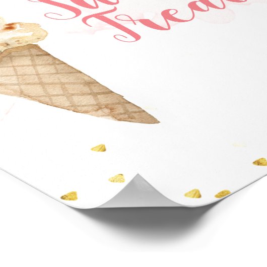 Poster Crème de glace rose et or rousse (Coin)