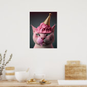 Poster Crème de glace rose King Cat Wall Art Collage (Cuisine)