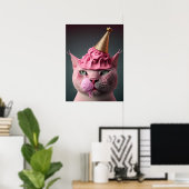 Poster Crème de glace rose King Cat Wall Art Collage (Bureau à domicile)