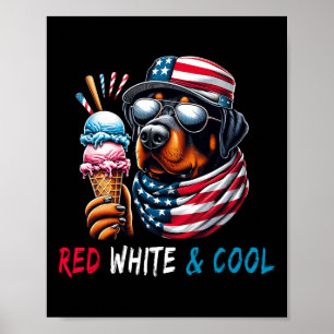 Poster Crème De Glace Rouge Blanc Et Cool 4 juillet Chien