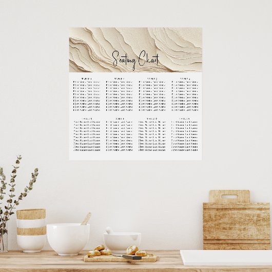 Poster Crème d'ivoire Bohème Mariage textuel (Cuisine)