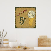 Poster Crème glacée 5 cents (Cuisine)