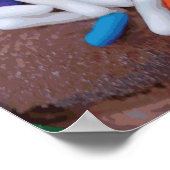 Poster Crème glacée au chocolat foncé avec arrosage arc-e (Coin)