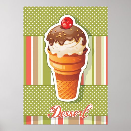 Poster Crème glacée au chocolat vintage (Devant)