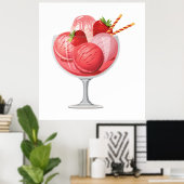 Poster Crème glacée aux fraises (Bureau à domicile)