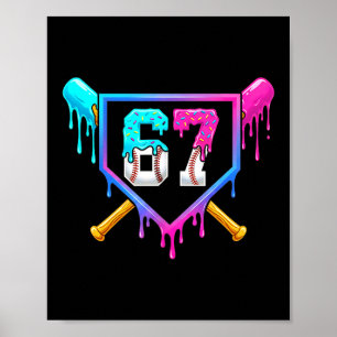 Poster Crème Glacée Baseball Dégoulinante 67 Six Sept Mèm