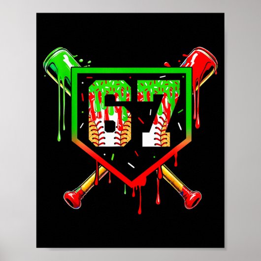 Poster Crème Glacée Baseball Dégoulinante Numéro 67 Joueu (Devant)