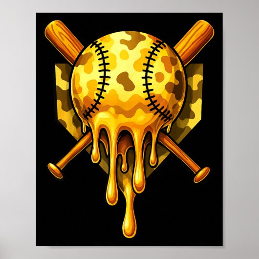 Poster Crème glacée Baseball Drip Camo Design Cool (Devant)