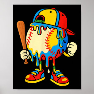 Poster Crème glacée baseball goutte jeunesse retour à l'é