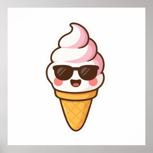 Poster Crème glacée cool Kawaii (Devant)