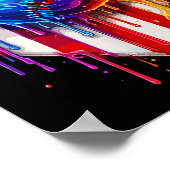 Poster Crème glacée de baseball American Drapeau (Coin)