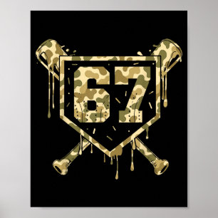 Poster Crème glacée de baseball Drip Camo Numéro 67 Joueu