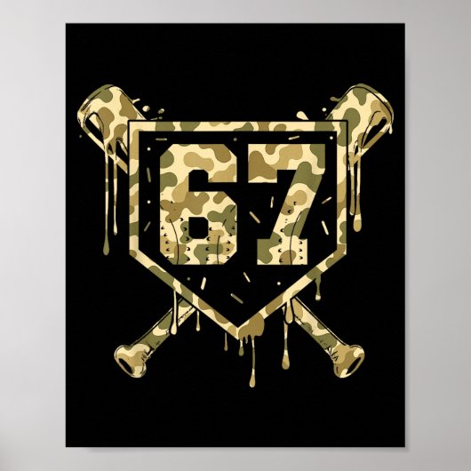 Poster Crème glacée de baseball Drip Camo Numéro 67 Joueu (Devant)