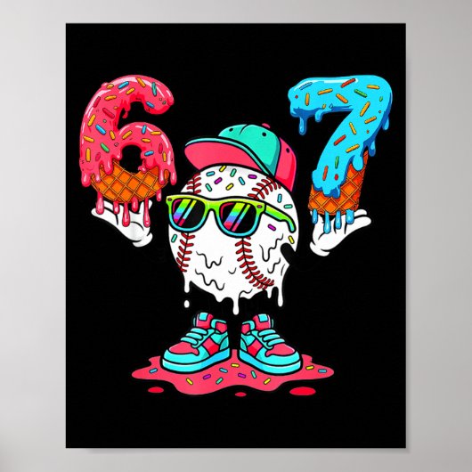 Poster Crème glacée de baseball goutte à goutte Numéro 67 (Devant)