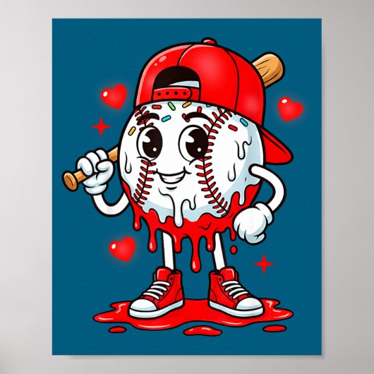 Poster Crème glacée de baseball Saint-Valentin Dripng Jou (Devant)