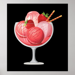 Poster Crème glacée de fraise