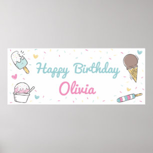 Poster Crème glacée Douce Célébration Anniversaire Fête N