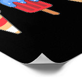 Poster Crème Glacée Drapeau Américain Blanc Rouge Bleu 4  (Coin)