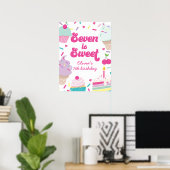 Poster Crème glacée et gâteau Sept est doux 7e anniversai (Bureau à domicile)