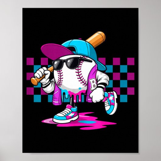 Poster Crème glacée fond ambiance baseball rue (Devant)