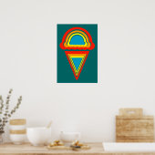 Poster crème glacée rétro rainbowz (Cuisine)