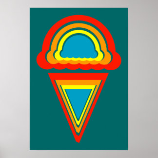 Poster crème glacée rétro rainbowz