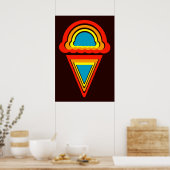 Poster crème glacée rétro rainbowz (Cuisine)