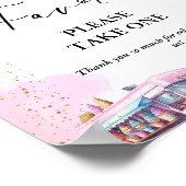 Poster Crème glacée rose et bleu baby shower Symbole préf (Coin)