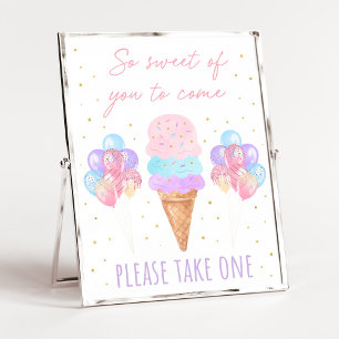 Poster Crème glacée rose or Pastel Anniversaire Symbole p