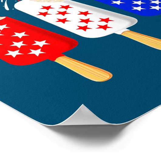 Poster Crème glacée USA Drapeau Feu d'artifice Fête de l' (Coin)