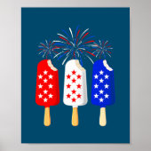 Poster Crème glacée USA Drapeau Feu d'artifice Fête de l' (Devant)
