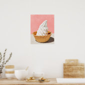 Poster Crème glacée Vanille en Waffle Cone Bowl Art Impri (Cuisine)