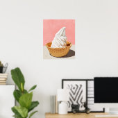 Poster Crème glacée Vanille en Waffle Cone Bowl Art Impri (Bureau à domicile)