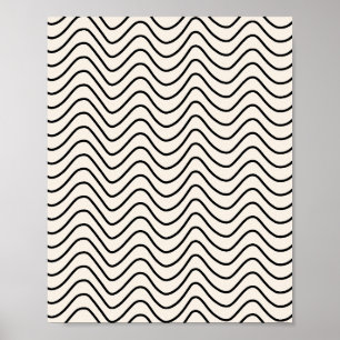Poster Crème Motif Chevron De Ligne Minimale Blanc Et Noi