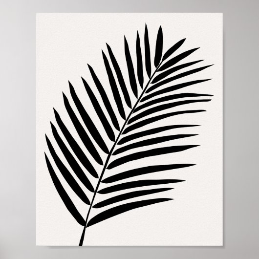 Poster Crème Tropicale Feuille De Palme Blanc Et Noir (Devant)