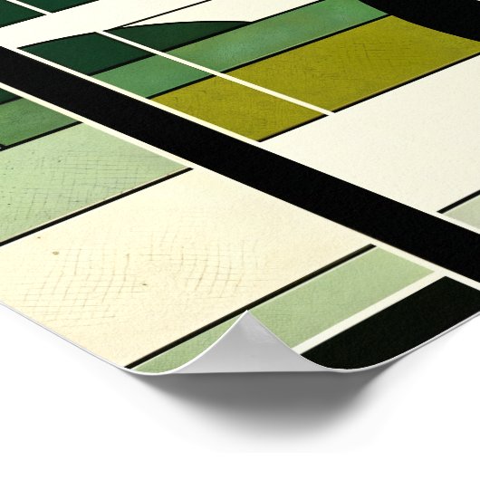 Poster Crème vert olive Géométrique Forêt de pingouins Ré (Coin)