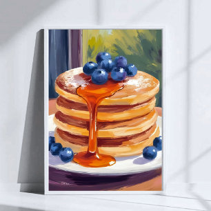 Poster Crêpes aux myrtilles   Peinture à l'huile