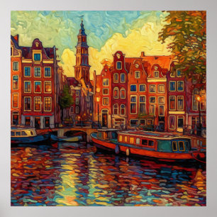 Poster Crépuscule d'Amsterdam Art expressionniste néerl