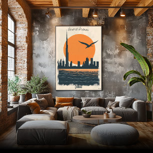 Poster Crépuscule de Dubaï - Reflets minimalistes de l'ho