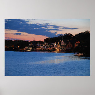 Poster Crépuscule de rangée de Boathouse