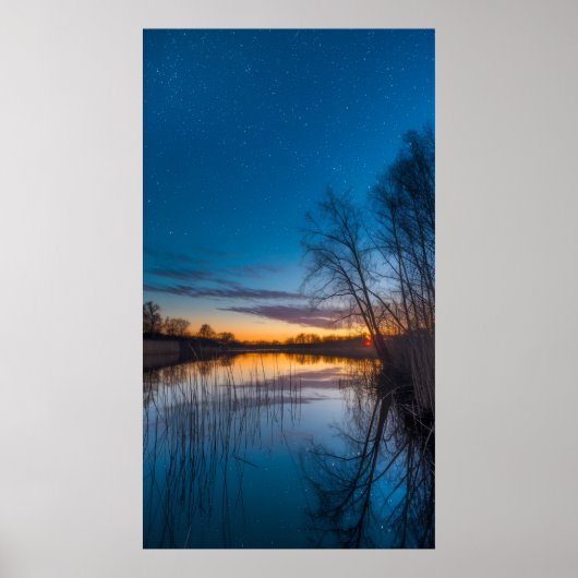 Poster Crépuscule étoilé sur le marais (Devant)