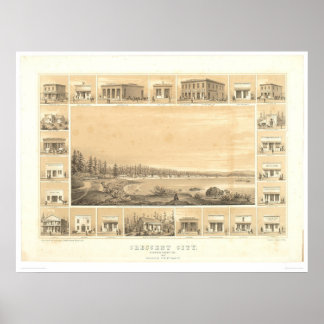 Poster Crescent City, CA. Carte panoramique 1857 (0465A)