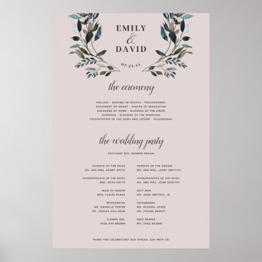 Poster Crest jardin | Symbole du programme de cérémonie m (Devant)