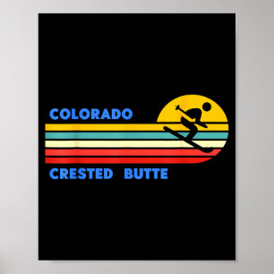 Poster Crested butte colorado ski skieur ski rétro soleil