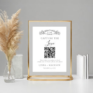 Poster Crête botanique Capture amour code QR mariage Sign