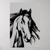 Poster crête de cheval noir et blanc clip art (Devant)
