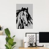 Poster crête de cheval noir et blanc clip art (Bureau à domicile)