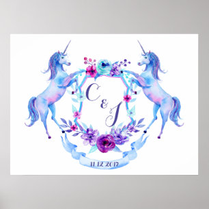 Poster Crête de licorne d'aquarelle