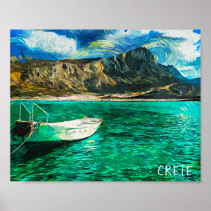 Poster Crète Grèce Ocean Oil Peinture